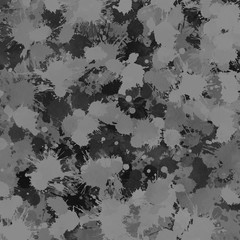 Black with gray paint splatter effect texture on white paper background. Artistic backdrop. Different paint drops. © artistmef