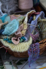 knitted items in the basket