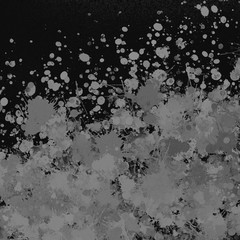 Black with gray paint splatter effect texture on white paper background. Artistic backdrop. Different paint drops. © artistmef