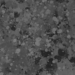 Black with gray paint splatter effect texture on white paper background. Artistic backdrop. Different paint drops. © artistmef