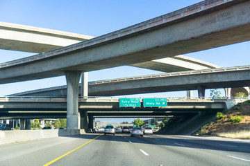 Freeway interchange, south San Jose, Santa Clara county, San Francisco bay area, California