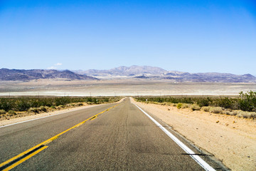 Highway through the Mojave Desert, California