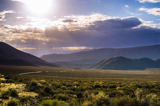 Filtered light illuminating Panamint Valley, Death Valley National Park, California © Sundry Photography