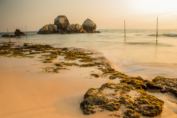 Long Exposure photography of Ocean in Koggala Sri Lanka with Coral Reefs in the background