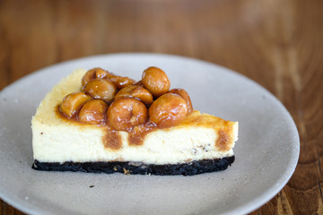 Cheesecake on table