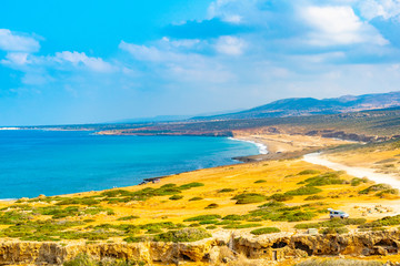 Ragged coast of Akamas peninsula on Cyprus