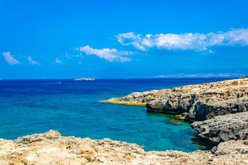 Ragged coast of Akamas peninsula on Cyprus