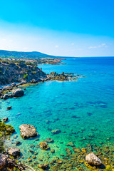 Ragged coast of Akamas peninsula on Cyprus