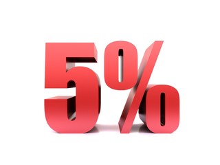 five percent symbol .3d rendering