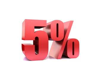 five percent symbol .3d rendering