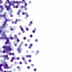 Grainy pattern composed of hexagons colorful. Honeycomb background. Isometric geometry. Aspect Ratio 1:1