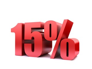 fifteen  percent symbol .3d rendering