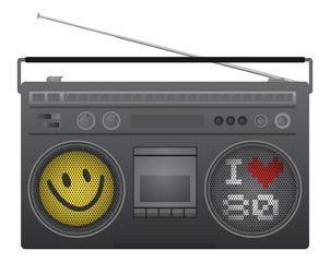 vintage 80s radio illustration