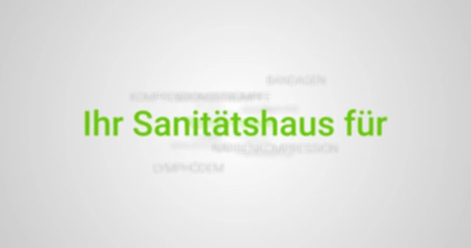 Intro welches die Leistungen eines Sanit&auml;tshauses zeigt. Grauer Hintergrund, gr&uuml;ne Schrift
