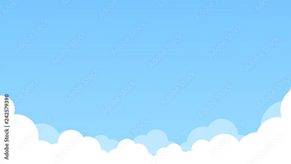 Canvas Prints blue sky with white clouds flat style simple. soft cloudy gradient pastel. abstract paint background