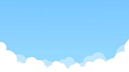 Blue sky with white clouds Flat style simple. Soft cloudy gradient Pastel. Abstract paint background in sweet color