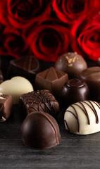 Obraz na płótnie Canvas Chocolates and Roses Perfect Combination for the Woman You Love