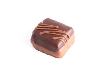 Single Gourmet Chocolate on a White Background