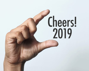 Cheers year 2019 with hand.