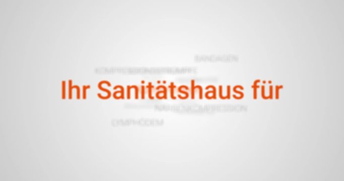 Intro welches die Leistungen eines Sanit&auml;tshauses zeigt. Grauer Hintergrund, orange Schrift