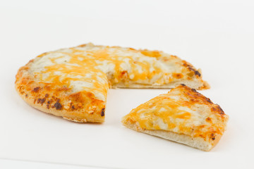 Cheese pizza on white background