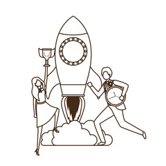 business couple with set icons