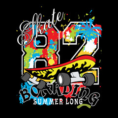 urban skate water color  t shirt design vector for t shirt and other use - 242588391