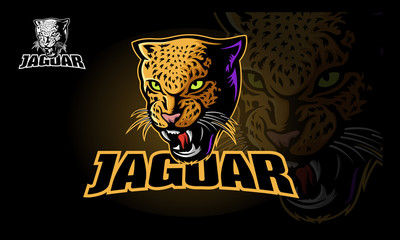 Jaguar Vector Logo Template. Vector illustration of a big cat jaguar or leopard head. Jaguar head in color.  © LintangDesign