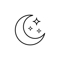 Ночь. Линейный векторный значок изолированный на белом фоне.
