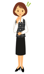 制服を着た女性　おどろいた顔　全身