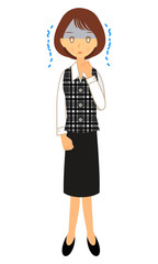 制服を着た女性　青ざめる　全身