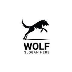 Jumping wolf logo template isolated on white background - 242590958