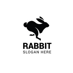Running rabbit logo template isolated on white background