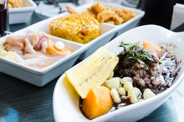 Peruvian food: conchas negras cebiche.