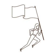 businesswoman running with banner avatar character