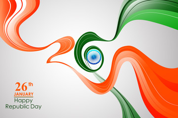 Happy Republic Day of India tricolor background for 26 January