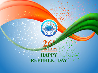 Happy Republic Day of India tricolor background for 26 January