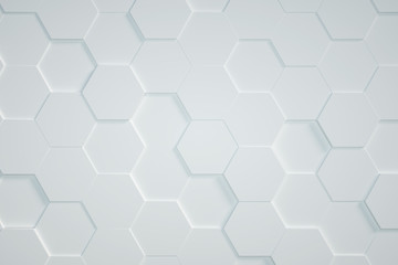 Fototapeta premium białe tło sześciokątne, renderowanie 3D