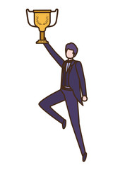 businessman with trophy avatar character