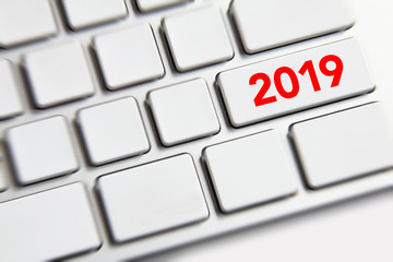 New year 2019 on the keyboard.