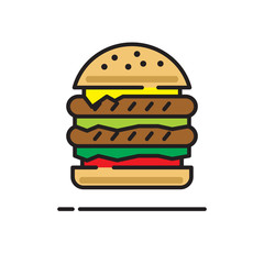 Burger icon on white background for graphic and web design, Modern simple vector sign. Internet concept. Trendy symbol for website design web button or mobile app