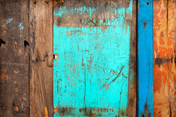 Painted old wood and plank wall texture background