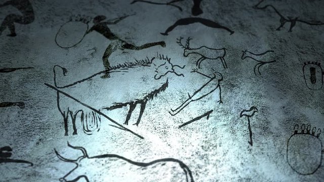 Cave Painting animation with dramatic lighting