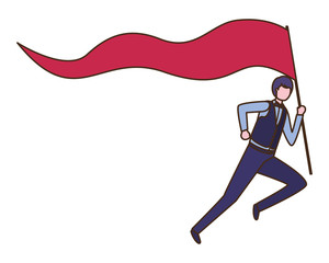 businessman running with flag avatar character
