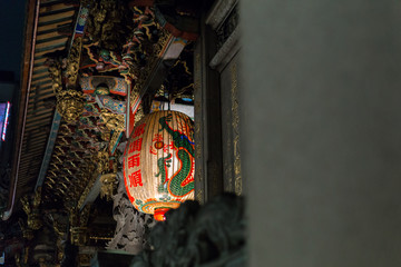 Traditional Chinese lantern in a temple