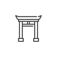Chinese Gate line icon. linear style sign for mobile concept and web design. Chinese Arch outline vector icon. Symbol, logo illustration. Pixel perfect vector graphics