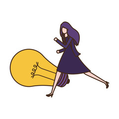 Businesswoman with lightbulb avatar character