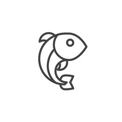 Chinese fish line icon. linear style sign for mobile concept and web design. Koi Carp Fish outline vector icon. Symbol, logo illustration. Pixel perfect vector graphics