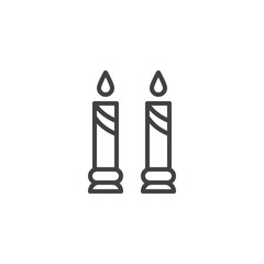 Two candles line icon. linear style sign for mobile concept and web design. Candle light outline vector icon. Symbol, logo illustration. Pixel perfect vector graphics