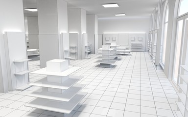 shop, mall, shopping mall, interior visualization, 3D illustration